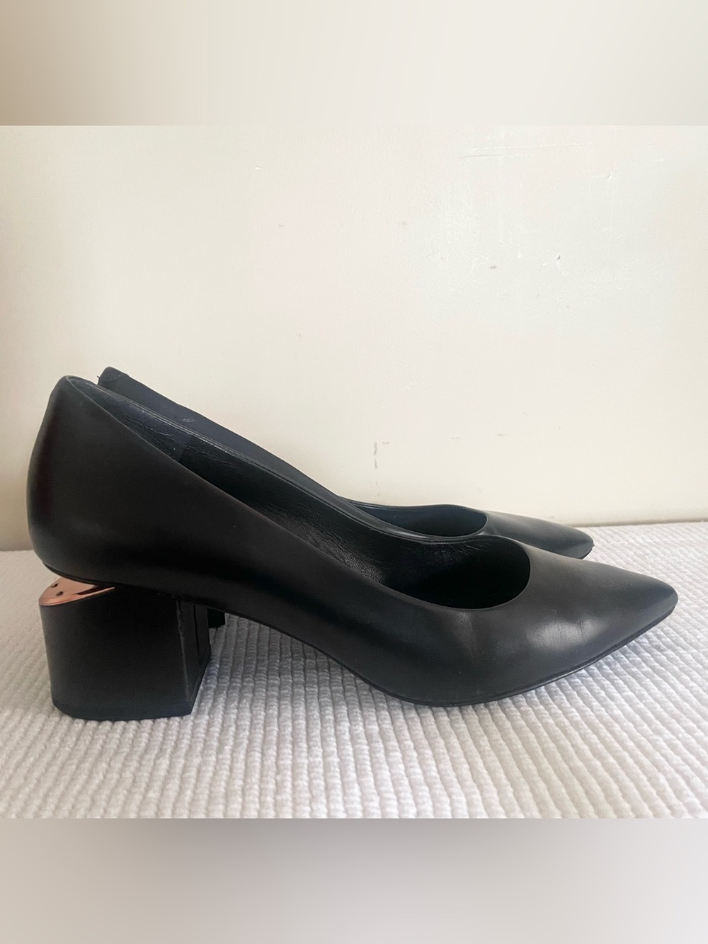 Alexander Wang Simona Leather Classic Black Block Heel Pumps - Sleek Everyda